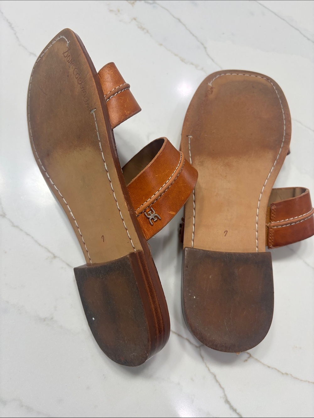 Sam Edelman Cognac Double-Strap Slide Sandals - Picture 7 of 9